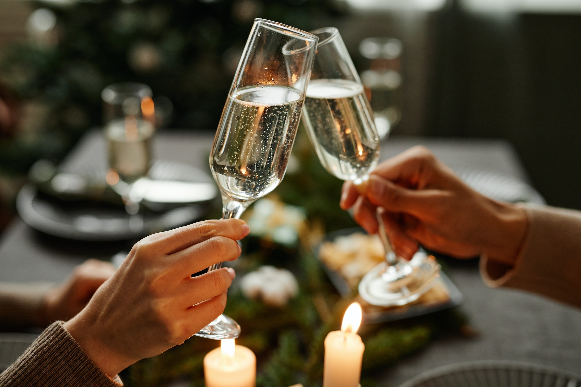 Couple Toasting at Christmas Dinner
